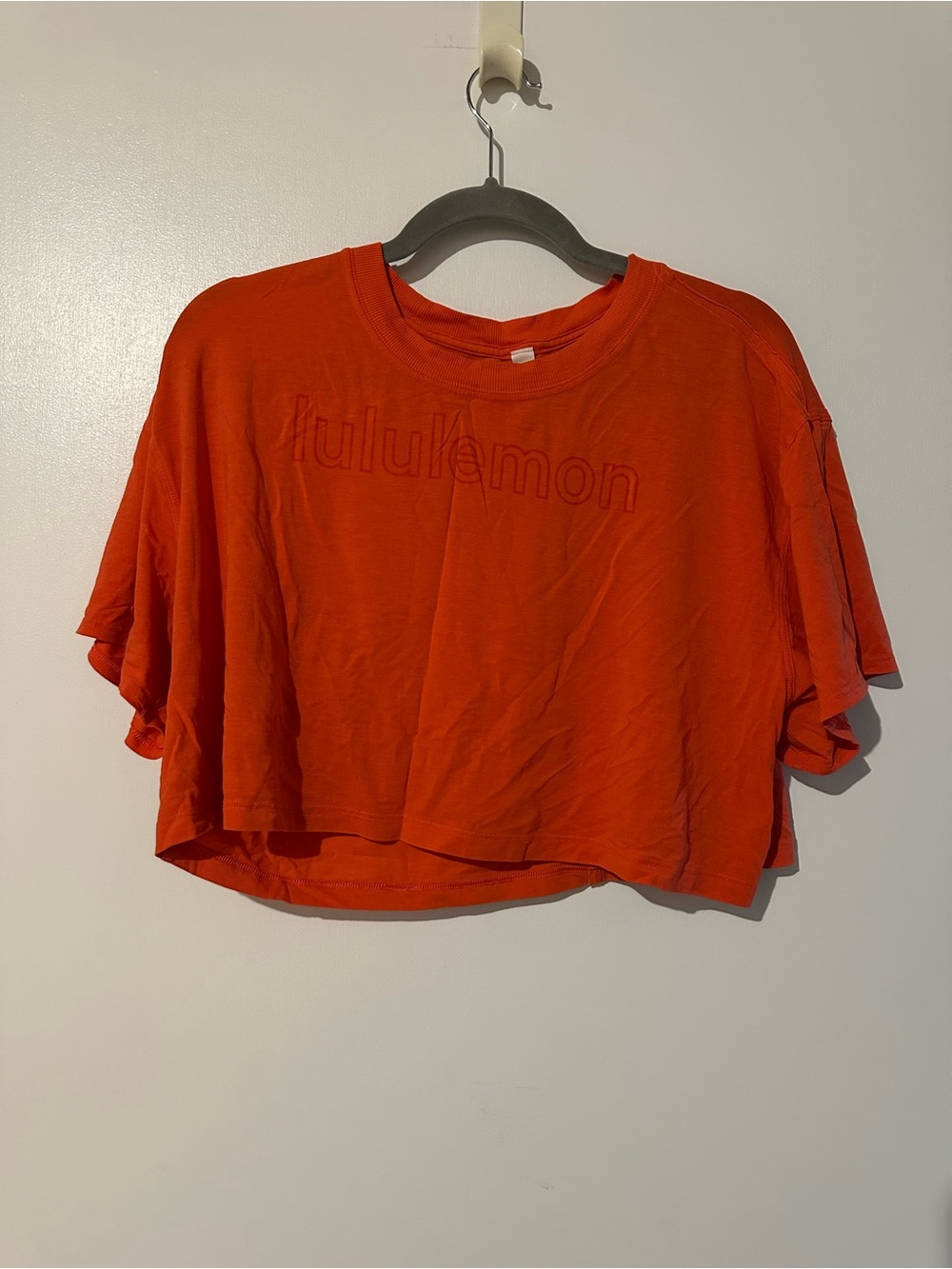 lululemon athletica Orange Cropped Logo Tee
